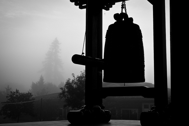 Bell in Morning Fog. New Hamlet, Plum Village Monastery, France